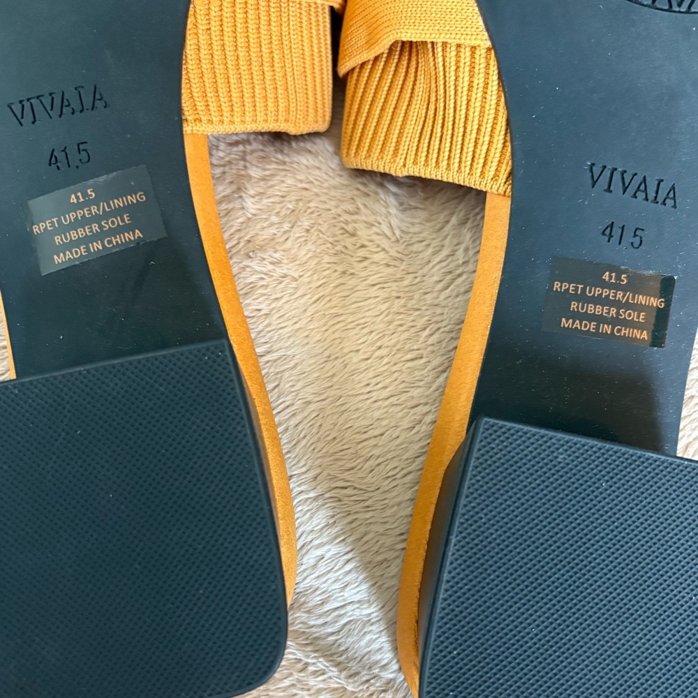 NWOT VIVAIA Mustard Yellow Knotted Mules - Picture 2 of 6